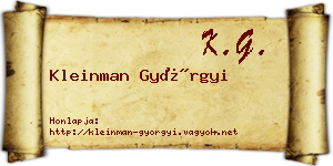 Kleinman Györgyi névjegykártya